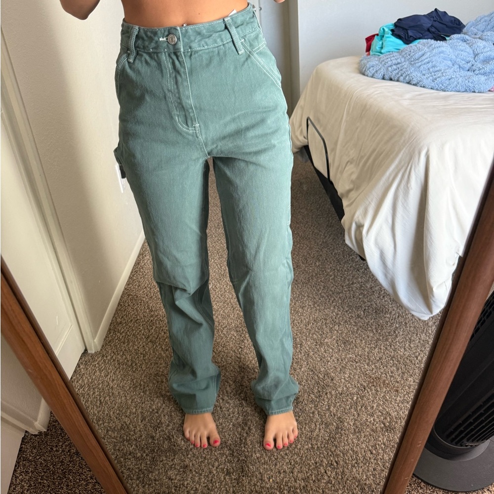 PacSun Women's Teal Straight Leg Jeans
